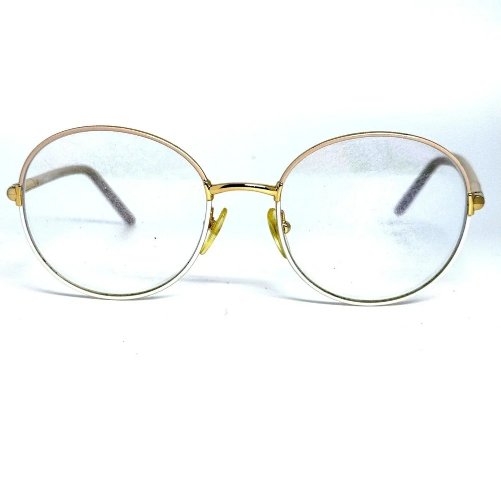 Prada Round Eyeglass Frames Gold Tan VPR 51U 101 140 Designer Glasses Italy